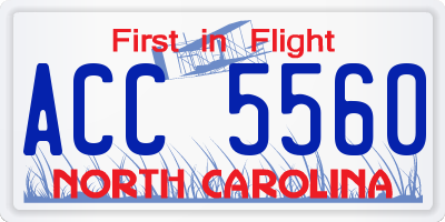 NC license plate ACC5560