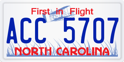 NC license plate ACC5707