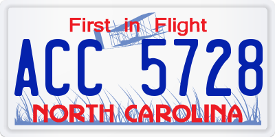 NC license plate ACC5728