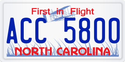 NC license plate ACC5800