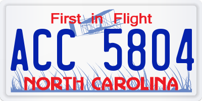 NC license plate ACC5804