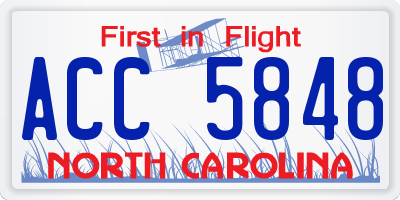 NC license plate ACC5848