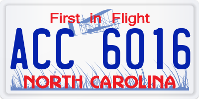 NC license plate ACC6016