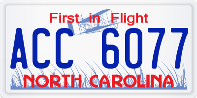 NC license plate ACC6077