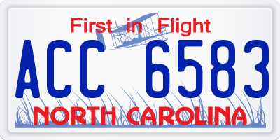 NC license plate ACC6583