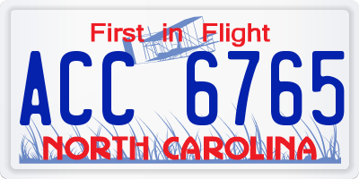 NC license plate ACC6765