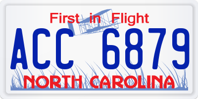 NC license plate ACC6879