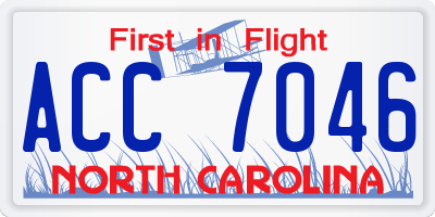 NC license plate ACC7046
