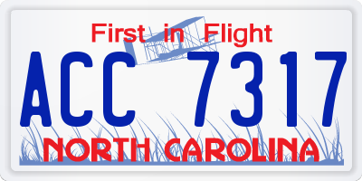 NC license plate ACC7317