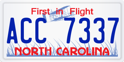 NC license plate ACC7337