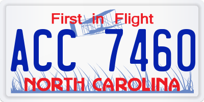 NC license plate ACC7460
