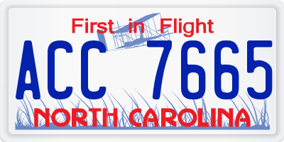 NC license plate ACC7665