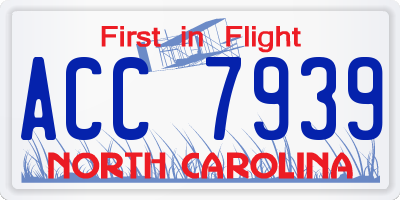 NC license plate ACC7939