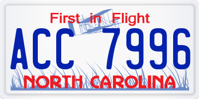 NC license plate ACC7996