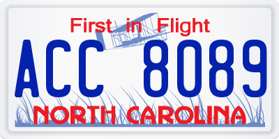 NC license plate ACC8089