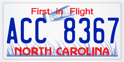 NC license plate ACC8367