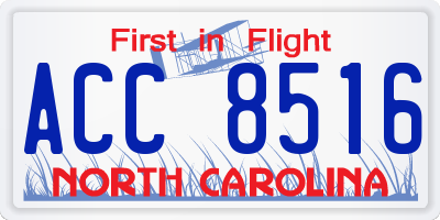 NC license plate ACC8516
