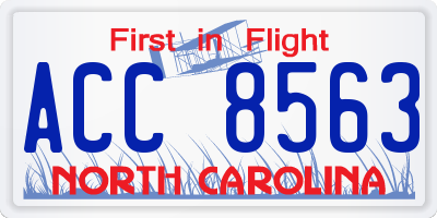 NC license plate ACC8563