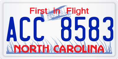 NC license plate ACC8583