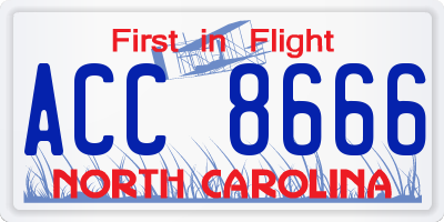 NC license plate ACC8666
