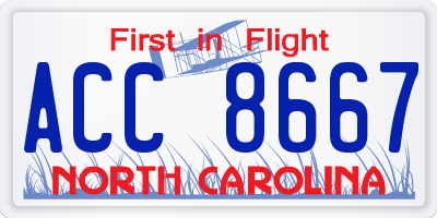 NC license plate ACC8667