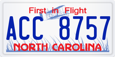 NC license plate ACC8757
