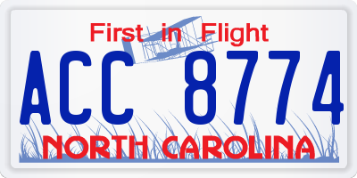 NC license plate ACC8774