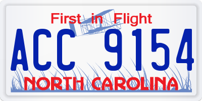 NC license plate ACC9154