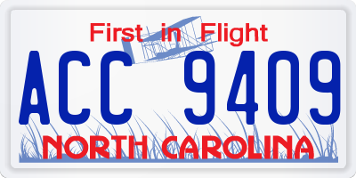 NC license plate ACC9409