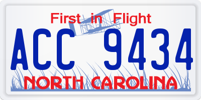 NC license plate ACC9434