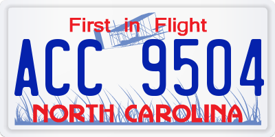 NC license plate ACC9504