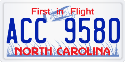 NC license plate ACC9580