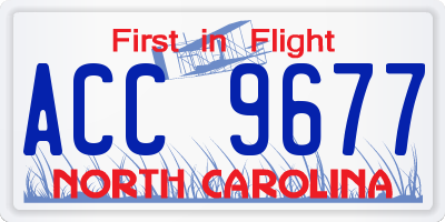 NC license plate ACC9677