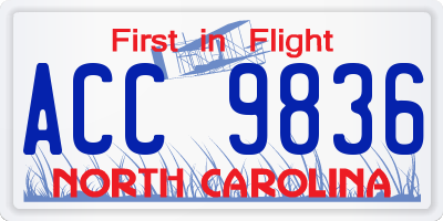 NC license plate ACC9836