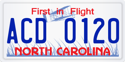NC license plate ACD0120