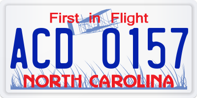 NC license plate ACD0157