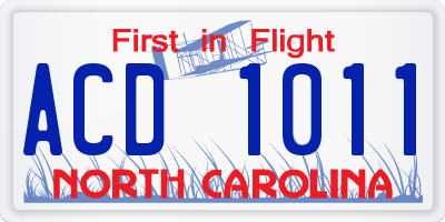 NC license plate ACD1011