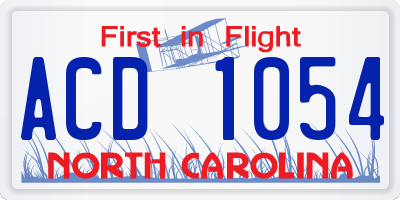 NC license plate ACD1054