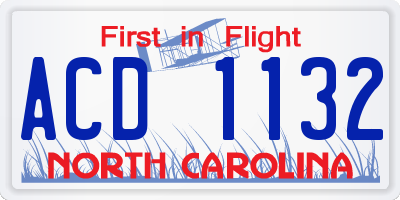 NC license plate ACD1132
