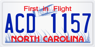 NC license plate ACD1157