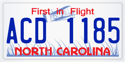 NC license plate ACD1185