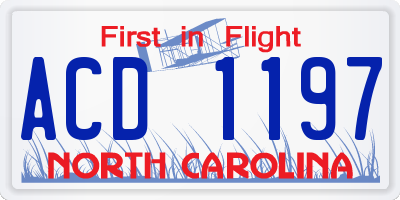 NC license plate ACD1197