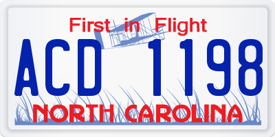NC license plate ACD1198