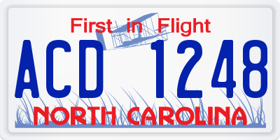 NC license plate ACD1248