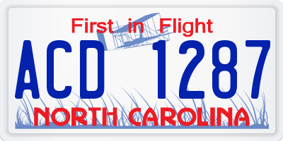 NC license plate ACD1287