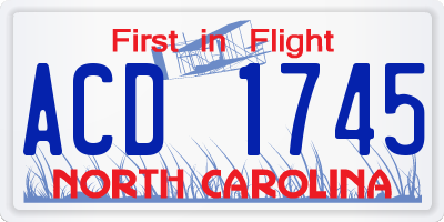 NC license plate ACD1745