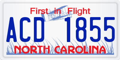 NC license plate ACD1855