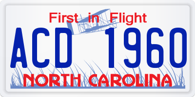 NC license plate ACD1960