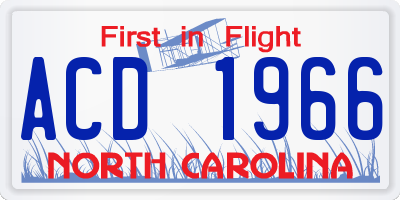 NC license plate ACD1966