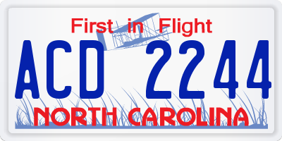 NC license plate ACD2244